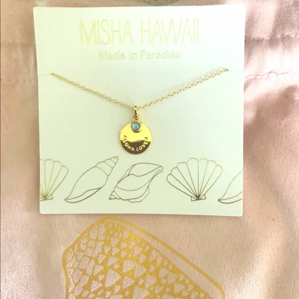 Misha Hawaii Opal Aloha Lover Necklace Length 16”